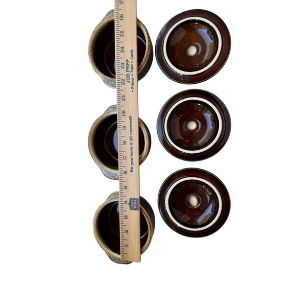 Vintage Brown Glazed Stoneware Mini Casserole Dishes With Lids – Set of 3 - Picture 4 of 4